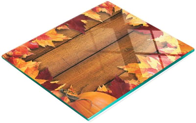 Gehard multifunctioneel decoratief bord van glas met bladeren en houtmotief, 60x52 cm