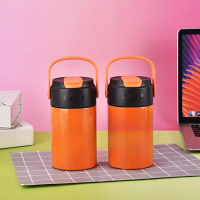 316 Roestvrij Staal Draagbare Bloemenbekers Draagbare Campus Mannelijke en Vrouwelijke Studenten Dragen Thermosbekers Buiten Zuignappen 550ml [logooptional] oranje