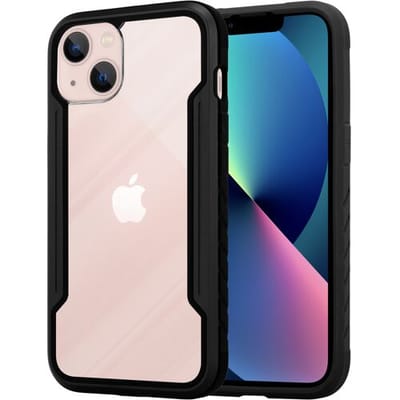 ShieldCase Metalen Shock Case geschikt voor Apple iPhone 13 - Zwart - Shockcase Shockproof hoesje metalen uitstraling - Hardcase hoesje - Hard Case met stootrand hoesje met bumper beschermhoesje
