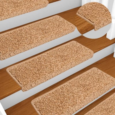 vidaXL - Trapmatten - 10 - st - 65x21x4 - cm - beige - rechthoekige - rand