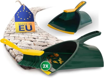 2x Jumbo Klauwenset 2-delige Set Plastic Groen Geel Gebogen Borstels Veegset Stofblik Handbezem (Veegset Klauwenveger, 2)