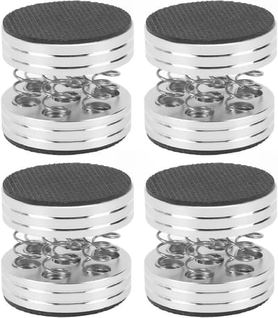 Luidspreker Isolatie Voeten - Schokdemper Pads - Geluid Verbeteren - Eenvoudige Installatie - 4 stuks - Zilver