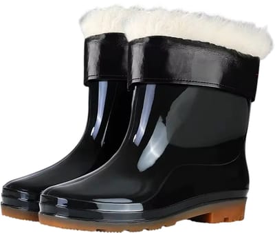 Waterdichte Heren Regenschoenen Maat 42 – Fleece Gevoerd – Lichtgewicht Antislip PVC Herensneakers met Zachte Zool – Comfortabele Schoenen voor Regen en Kou