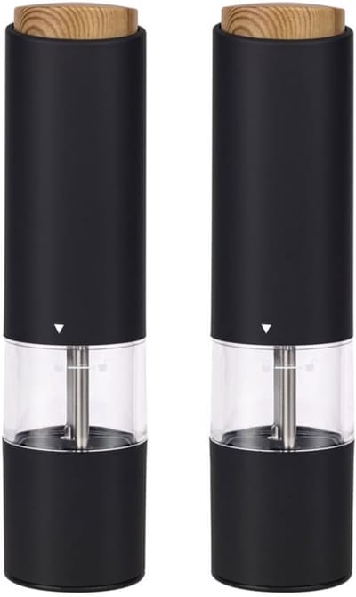 VHV - Peper- en zoutstel - Elektrische pepermolen - Elektrische zoutmolen - Peper- en zoutmolen set - Set van 2 - Met LED verlichting - Automatisch - Voor keuken en tafel - Zwart