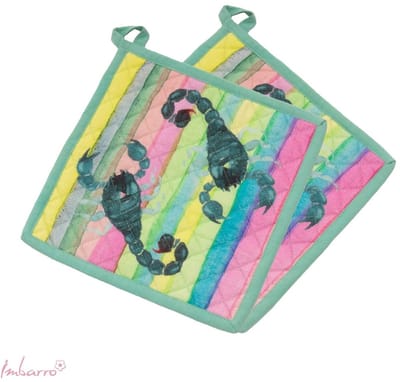 Imbarro Pannenlappen Scorpio – Set van 2 – 100% Katoen – Multicolor – 25x25 cm – Keukenaccessoire – Hittebestendig