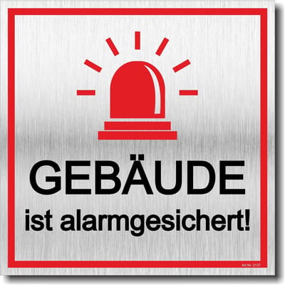 Veiligheidsbord Gebouw - Alarm Beveiligd - Toegangscontrole - UV-Druk Weerbestendig - 12x12cm 3mm - Aluminium