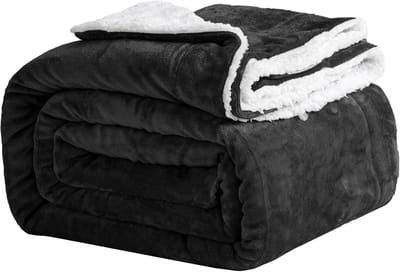 Luxe Dubbelzijdige Sherpa Fleece Deken Zwart 150x200 cm - Extra Warm en Zacht Plaid voor de Bank