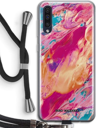 Case Company® - Hoesje met koord geschikt voor Samsung Galaxy A50 hoesje met Koord - Pastel Echoes - Telefoonhoesje met Zwart Koord - Bescherming aan alle Kanten en Over de Schermrand