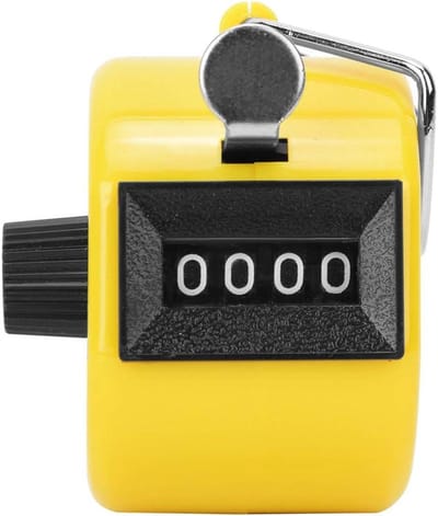 Handteller Teller - Telapparaat Klikker - Sportactiviteiten Bijhouden - 4 Cijfers Resetbaar - 46 x 32 mm - Geel
