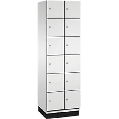 C+P Cambio lockerkast, 2 vakken, 12 vakken, met plint, B 600 x D 525 x H 1980 mm, lichtgrijs