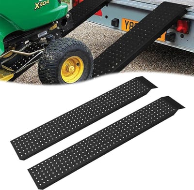 2x Oprijplaten 160 cm - 400 kg Totaal - Verzinkt Staal Antislip - Voor Auto Aanhanger Fiets Rolstoel - Zwarte Laadhellingen Set