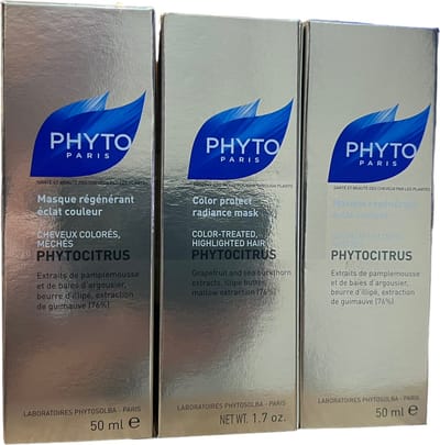 Multibundel 3x Phyto Paris Phytocitrus Haarmasker Glans en Kleurherstellend Masker 50 ml