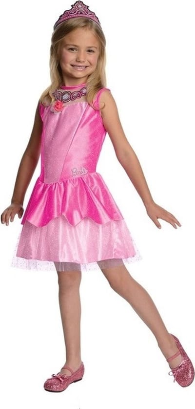 Roze prinsessen jurkje/jurk voor meisjes met tiara - prinsessen verkleedkleding/carnavalkostuum 98/104