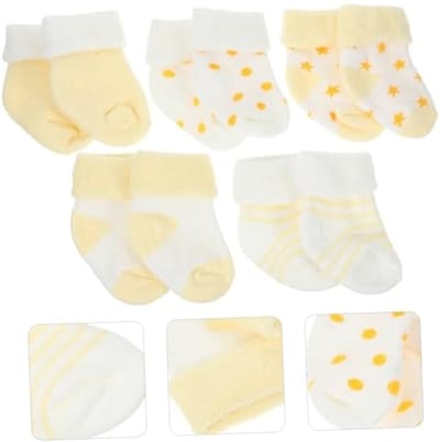 Babywintersokken (5 paar) - Zachte, dikke, warme sokken van katoen voor pasgeborenen en peuters van 0-12 maanden. Geschikt voor koud weer en gemakkelijk te wassen.