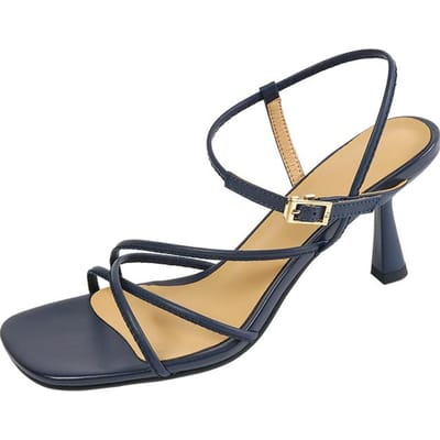 Zomer Dames Schoenen Schapenvacht Leer Hoge Hak Sandalen Voor Dames Casual Effen Gladiator Dames Hakken 34 blauw