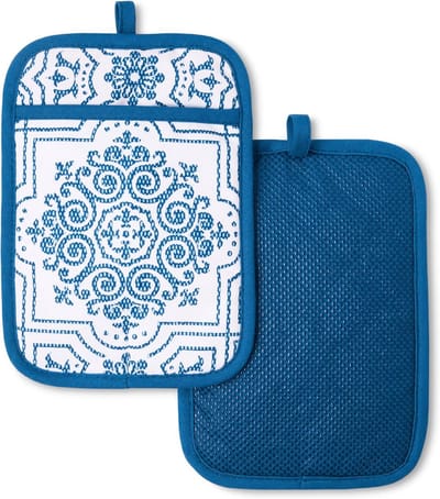 Set van 2 Hittebestendige Pothouders met Antislip Siliconen Grip - Navy Blauw