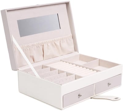 Home Deco Factory Sieradendoos - kunststof PU - roze - 25 x 17 cm - organizer