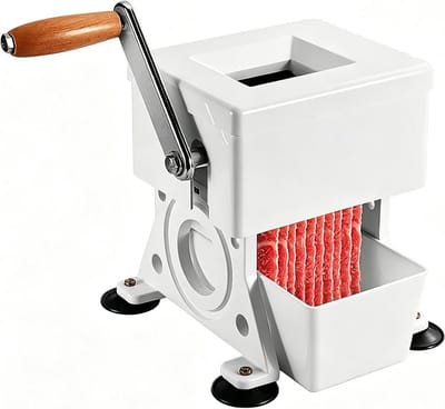 Handmatige Vleessnijder - Keuken Snijmachine - Gelijkmatig Snijden - Stabiele Zuignappen - Instelbaar 1.5-10mm - Zilver