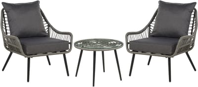 LAURETO - Bistroset voor 2 - Grijs - PE rotan