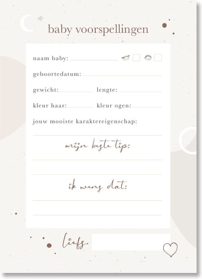 Maan Amsterdam Babyshower invulkaarten Eclipse - 30 stuks - A6 formaat