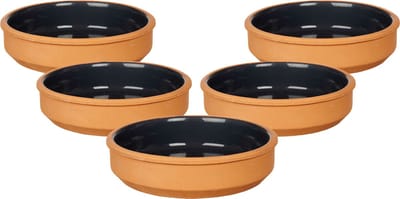 La Dehesa - Tapas / Creme brulee schaaltjes - 12x stuks - terracotta/zwart - 16 x 4 cm - serveerschaaltjes - hapjes - voedsel