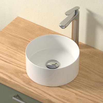 Ronde Keramische Opzetwastafel Hoogglans Wit 31 cm - Geschikt voor Badkamer en Gastentoilet
