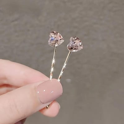 1 Paar Elegante Hartvormige Strass Haarclips voor Vrouwen Sprankelende Kristal & Legering Barrettes, Stijlvolle Elegante Haarpin Haaraccessoires voor Vrouwen gray