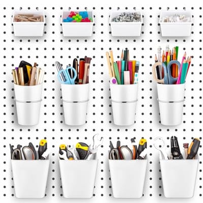 Pegboard Organizer Set - 12 Stuks Haken en Bakken voor Gereedschap en Accessoires - Ideaal voor Garage, Werkplaats, en Kantoor