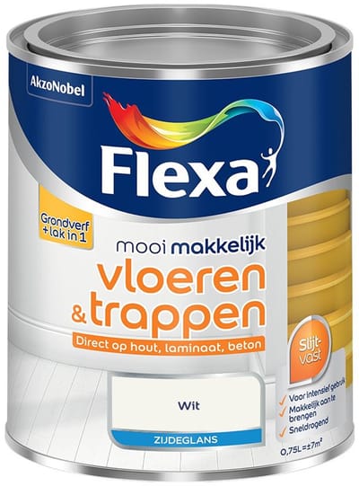Flexa - Mooi Makkelijk Vloeren & Trappen Zijdeglans - Wit - Mengverf - 750 Ml