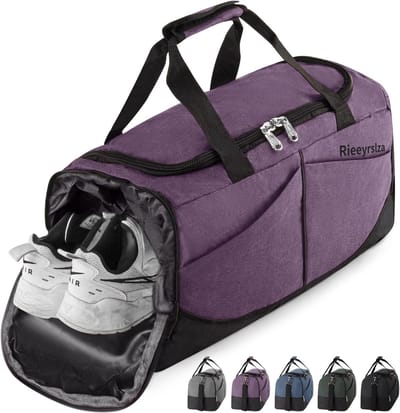 SnelShoppen - Sports Bag 40L met Schoencompartiment, Waterdicht Weekendtas voor Unisex, Grote Capaciteit, Ideaal voor Sport, Reizen, Training, Paars