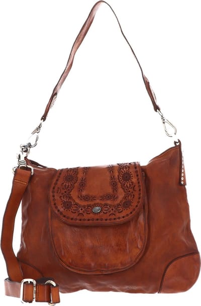 CAMPOMAGGI Leren Schoudertas Shoulder Bag Cognac Bruine