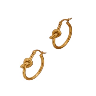 Aramat Jewels | Oorringen | Ronde Oorringen 20x22mm met Knoop – Goudkleurig RVS | | | |3mm | Staal | Volwassenen | Verkleurd niet