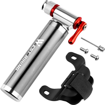 Mini Fietspomp CO2 Inflator Racefietsen Mountainbikes Fietsbandenpomp voor Presta en Schrader zilver