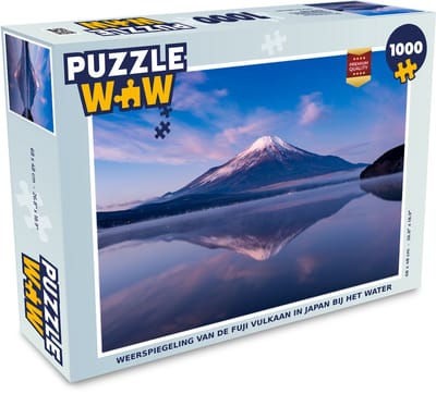 Puzzel Weerspiegeling van de Fuji vulkaan in Japan bij het water - Legpuzzel - Puzzel 1000 stukjes volwassenen