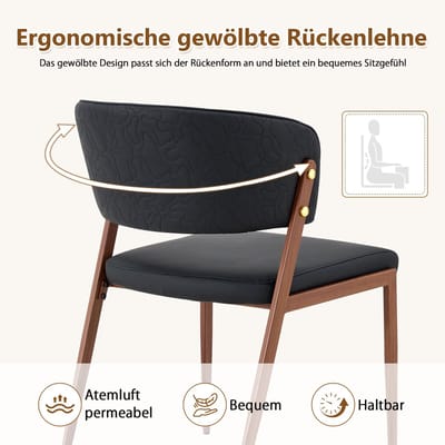Eetkamerstoel Set Van 2 Modern Kunstleer Met Metalen Onderstel Ergonomische Rugleuning Voor Eetkamer Woonkamer Keuken Zwart