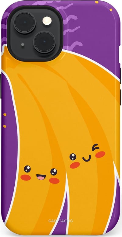 Casetastic hoesje geschikt voor Apple iPhone 15 - MagSafe - Dubbellaagse bescherming - Blije Banaan - Fashion Case - Lavendel Geel