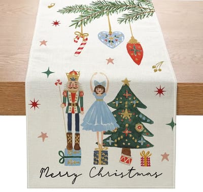 Tafelloper Kerst - 180x33cm - Klassiek Kerstkleed - Notenkraker Kerstdecoratie - Tafelkleed Voor Kerst - Tafeldecoratie