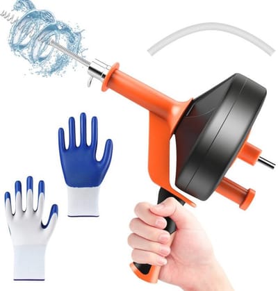 Pijpreinigingsspiraal 7,5 m voor afvoerreiniging - inclusief boormachine, handschoenen en reinigingsborstel