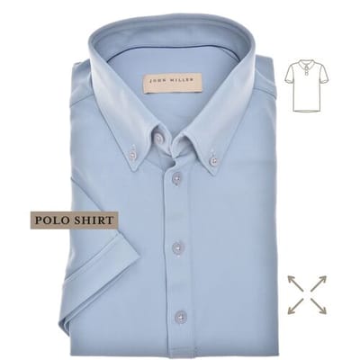 John Miller Polo Short Sleeve Button-Down Hyperstretch Midden Blauw / male