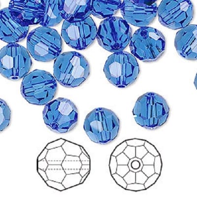 Swarovski Elements, 18 stuks Swarovski ronde kralen, 8mm, sapphire, (5000)