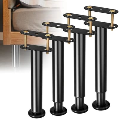 4 Stuks Bedframe-Steunpoten - Verstelbare Hoogte, Stevig Staal met Rubberen Basis voor Stabiliteit en Stilte - Geschikt voor Queensize en Kingsize Bedden (18-31 cm)