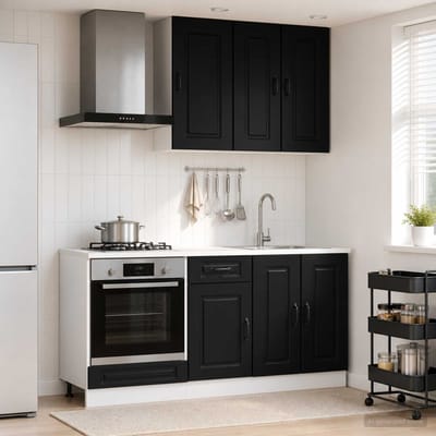 vidaXL - Keukenblok - KALMAR - 5 - st - Zwart - Bewerkt - hout