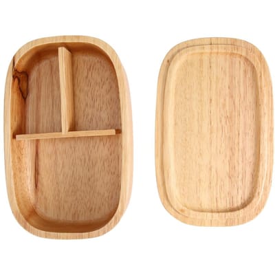 Boîte à déjeuner en bois Récipient de stockage alimentaire École Pique-nique Boîte à bento carrée beige