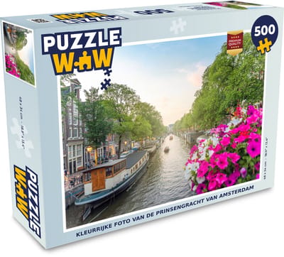 Puzzel Kleurrijke foto van de Prinsengracht van Amsterdam - Legpuzzel - Puzzel 500 stukjes