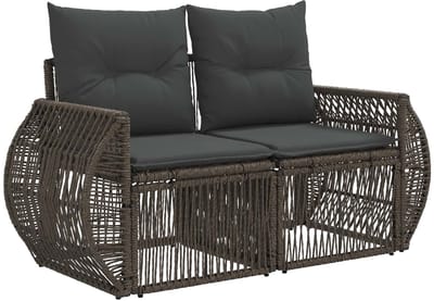 vidaXL - Tuin - Sofa - 2-Aantal - zitplaatsen - Grijs - poly - rattan