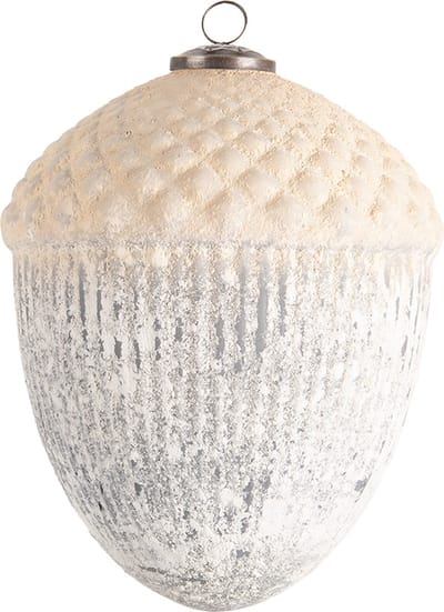 Clayre & Eef Kerstbal XL Overig Ø 15 cm Wit Grijs Glas Kerstballen