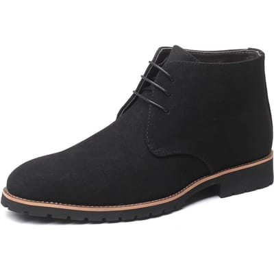 Nieuwe Heren Puntige Neus Enkellaarsjes Suède Leer Chelsea Boots Lage Hak Hoge Schacht Plus Size Casual Schoenen Lente Herfst Schoenen 38 black