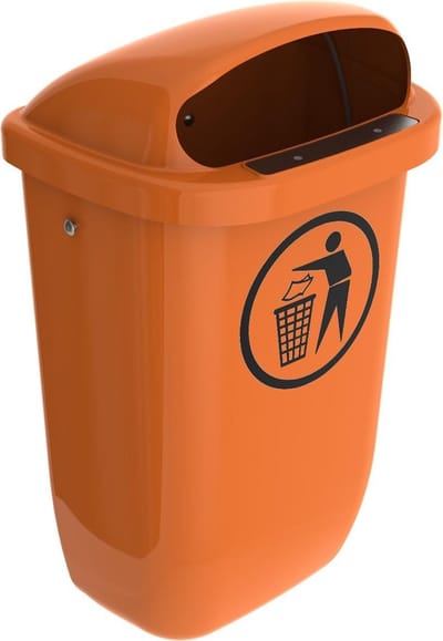 Kunststof buitenafvalbak DIN PK 50 liter oranje