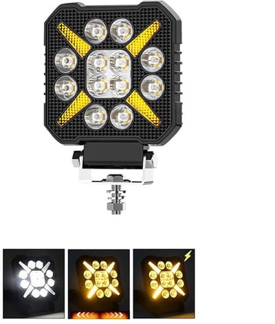 XEOD LED Werklamp wit met oranje flitsers - 12V t/m 30V - Multifunctioneel - Auto - Boot - Vrachtwagen - Veilig werken langs de weg - 1 stuks met beugel en montage materialen