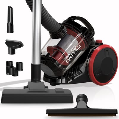 TurboTronic CV07 Stofzuiger zonder zak - Compact Design - Hoge Zuigkracht - Zakloze Stofzuiger - Zwart/Rood